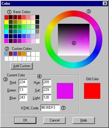 PSP Color Dialog Box